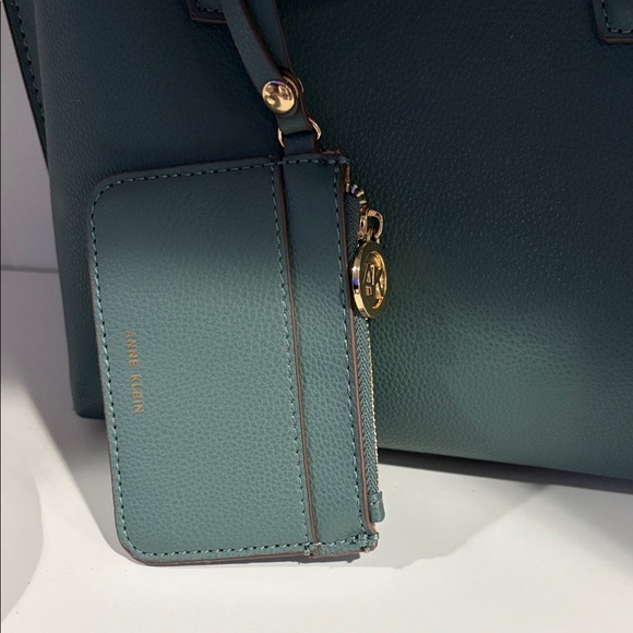 Anne Klein Teal Bag Set with Wallet - Picture 3 of 5
